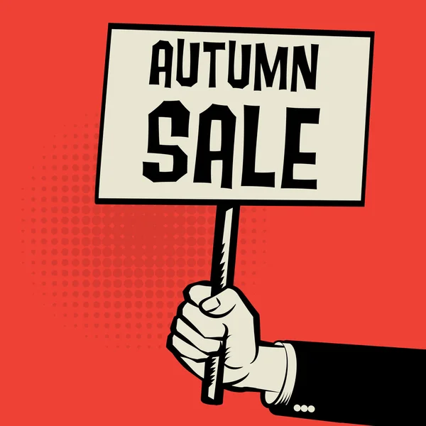 Plakat in der Hand, Geschäftskonzept mit Text Herbstverkauf — Stockvektor