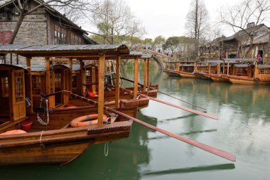 Kanal Wuzhen geleneksel Çince tekneler