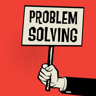 Poster elinde, iş kavramı ile metin Problem çözme