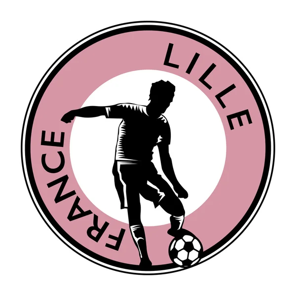 Timbre ou emblème avec football et texte France, Lille — Image vectorielle
