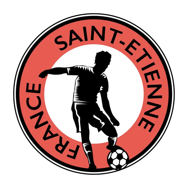 Timbre ou emblème avec football et texte France, Saint-Etienne — Image vectorielle