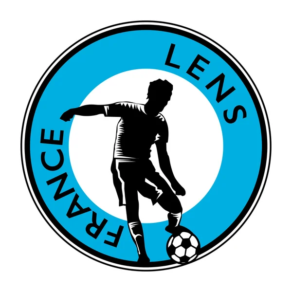 Timbre ou emblème avec football et texte France, Lens — Image vectorielle
