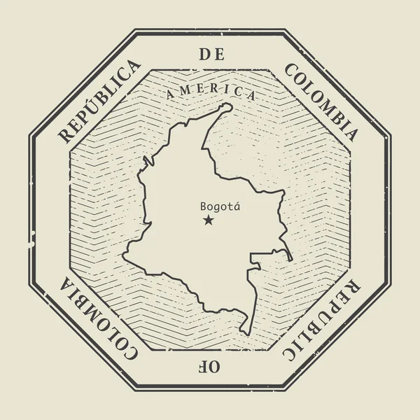 Carimbo com o nome e mapa da Colômbia —  Vetores de Stock