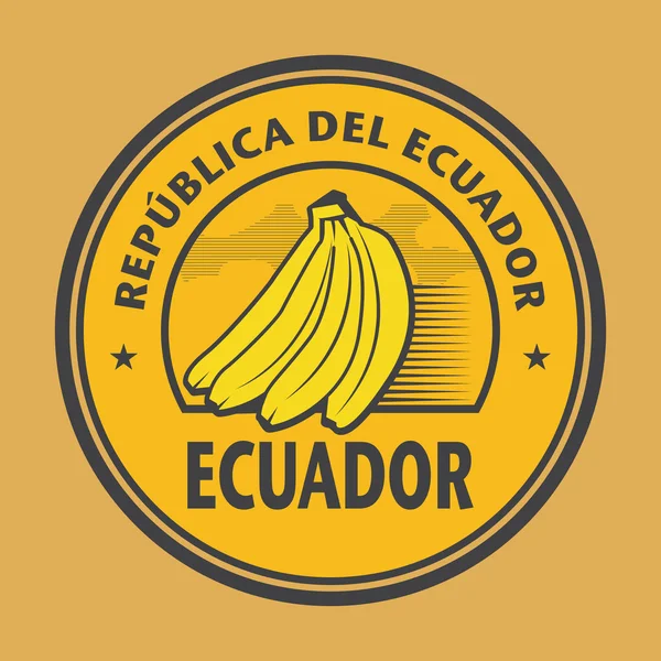 Stämpla med bananer och namn i Ecuador — Stock vektor