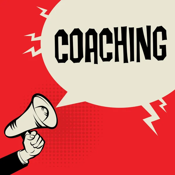 Megaphone Hand, concept d'entreprise avec texte Coaching — Image vectorielle