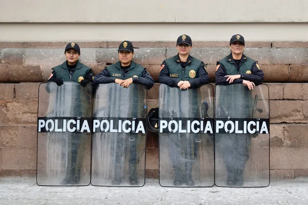 Полицейские охраняют центральную площадь — стоковое фото
