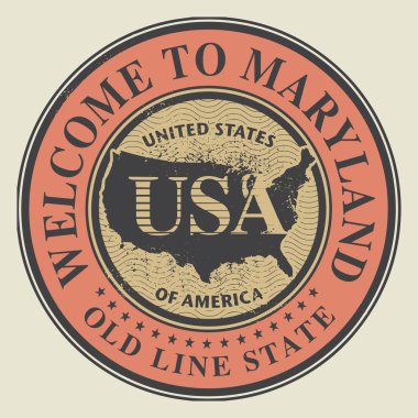 Grunge lastik damgası ile metin Maryland hoş geldiniz