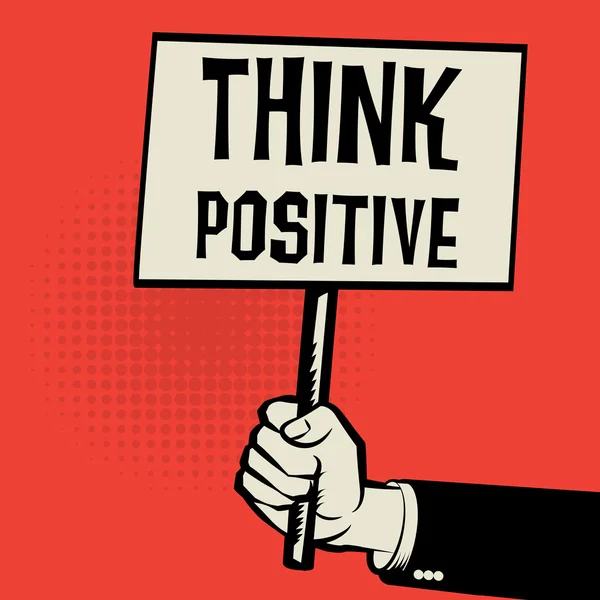 Affiche main tenant, concept d'entreprise avec texte Think Positive — Image vectorielle