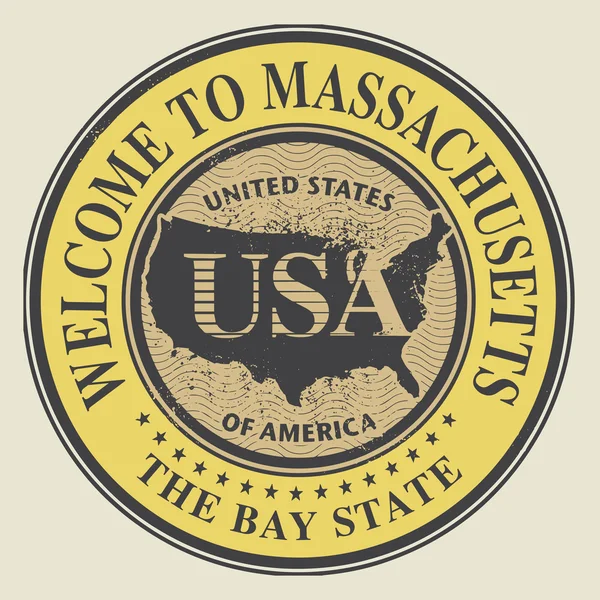 Grunge Rubberstempel met de tekst welkom in Massachusetts — Stockvector