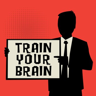 Adam gösteren kurulu, metin Train Your Brain ile iş konsepti