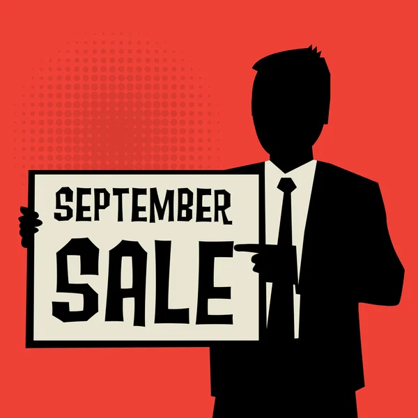 Man weergegeven: bestuur, businessconcept met tekst September te koop — Stockvector
