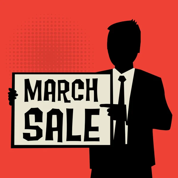 Man toont Board, Business concept met tekst maart Sale — Stockvector