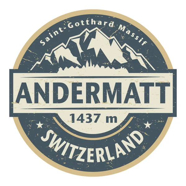 Andermatt Bergsby Och Kommun Kantonen Uri Schweiz Vektorillustration — Stock vektor