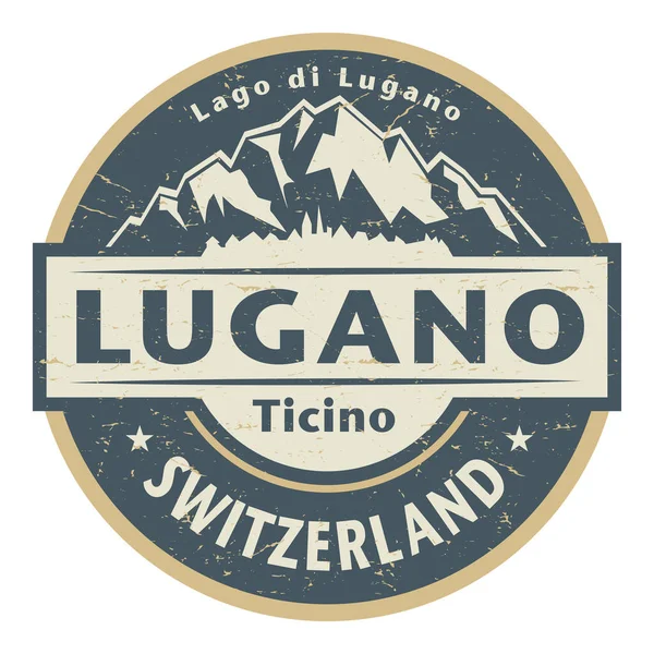 卢加诺 Lugano 是瑞士南部与意大利接壤的提契诺州的一个城镇和自治市 — 图库矢量图片
