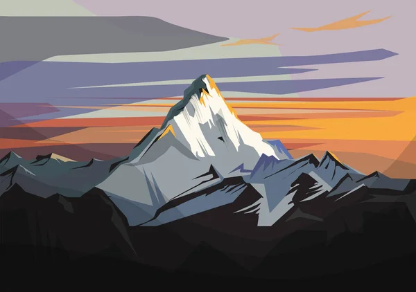 Paisaje Los Alpes Sistema Montañoso Más Alto Extenso Que Encuentra — Vector de stock