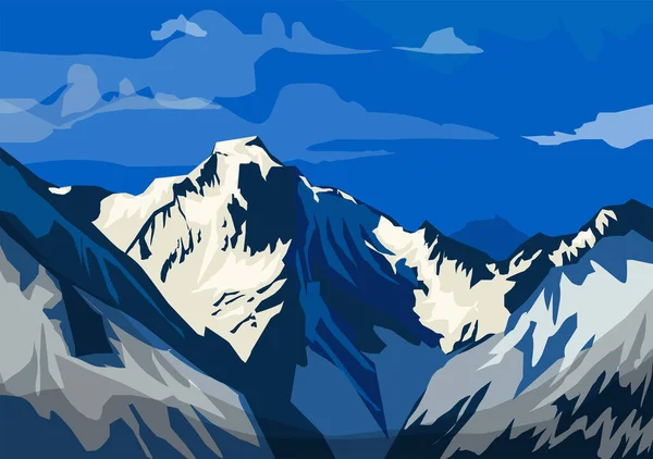 阿尔卑斯山景观 完全位于欧洲的最高和最广阔的山脉系统 病媒图解 — 图库矢量图片