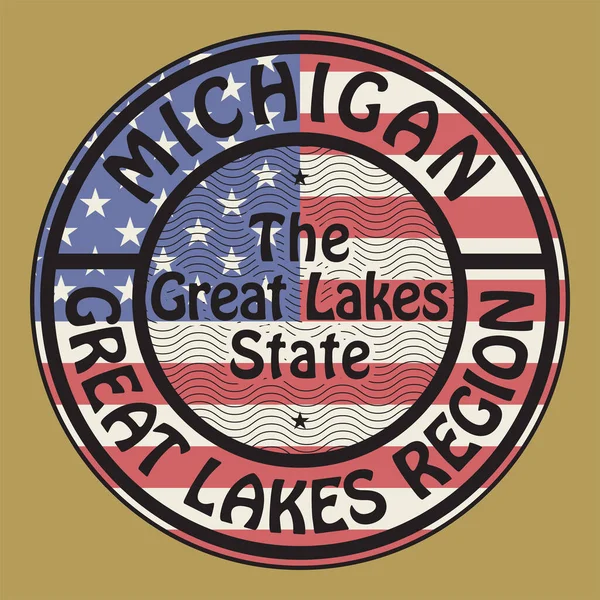 Stempel Oder Schild Mit Usa Flagge Mit Dem Namen Michigan — Stockvektor