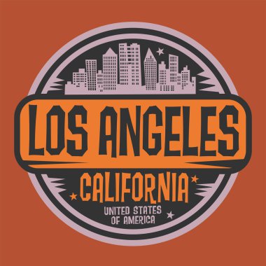Los Angeles, California adında bir damga ya da imza, vektör illüstrasyonu