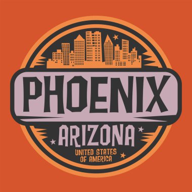 Phoenix, Arizona adında bir pul ya da imza, vektör illüstrasyonu