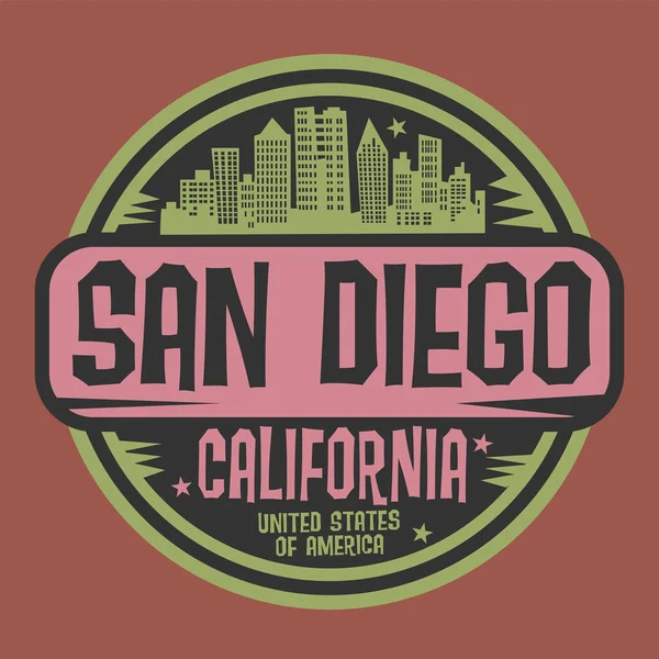 Selo Sinal Com Nome San Diego Califórnia Ilustração Vetorial — Vetor de Stock