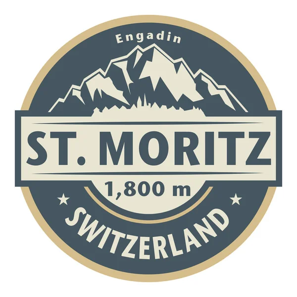 Moritz Una Ciudad Turística Alpina Engadine Suiza Una Elevación Unos — Vector de stock