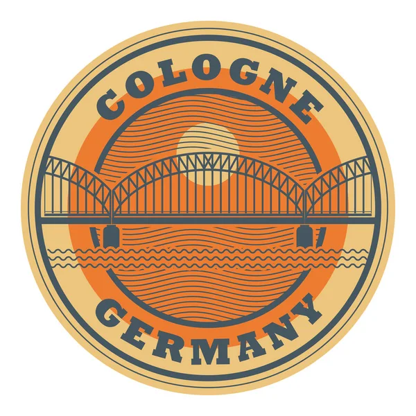 Stamp Label Bridge Words Cologne Germany Vector Illustration — Stock Vector