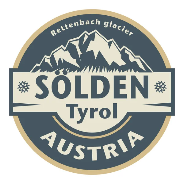 Solden Avusturya Nın Tyrol Eyaletinde Otztal Vadisi Nde Bulunan Bir — Stok Vektör