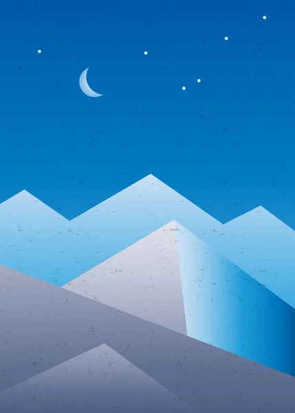 Abstrato Montanhas Paisagem Noite Ilustração Vetorial —  Vetores de Stock