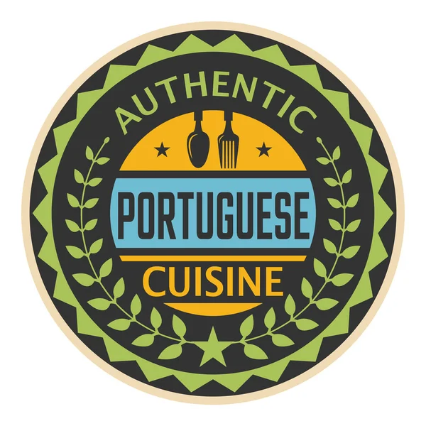 Abstrakt Stämpel Eller Etikett Med Texten Authentic Portuguese Cuisine Skriven — Stock vektor