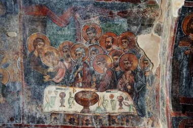 Girit, 13 Ağustos: 13 Ağustos 2020 'de Yunanistan' ın Girit adasında Panagia Kera Kilisesi 'nin freskleri. Panagia Kera Kilisesi bir Girit Bizans kilisesidir.