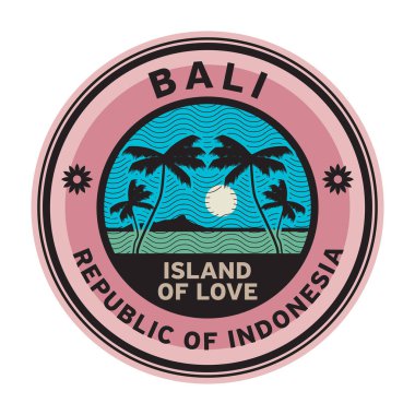 Bali Adaları adıyla damgalayın veya etiketleyin, vektör illüstrasyonuName