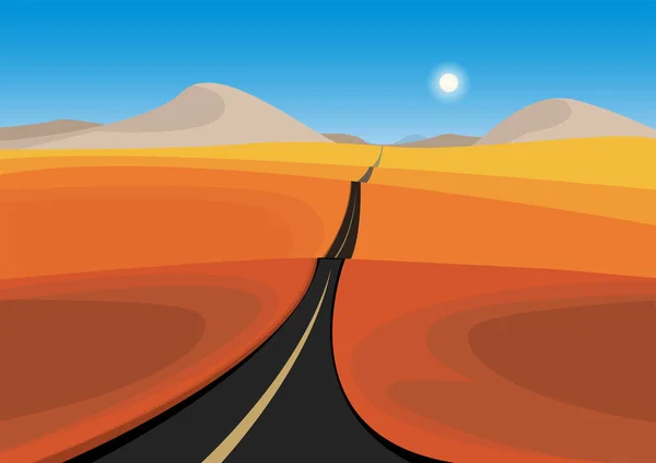 Landscape Lonely Road Sand Dunes Abstract Vector Illustration — Stock Vector