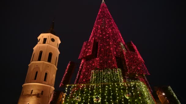 立陶宛维尔纽斯 12月4日 2020年12月4日在立陶宛维尔纽斯 维尔纽斯的圣诞树夜景 — 图库视频影像