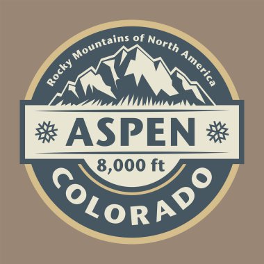 Aspen, in Colorados Rocky Mountains, is a ski resort town and destination for outdoor recreation. Vector illustration