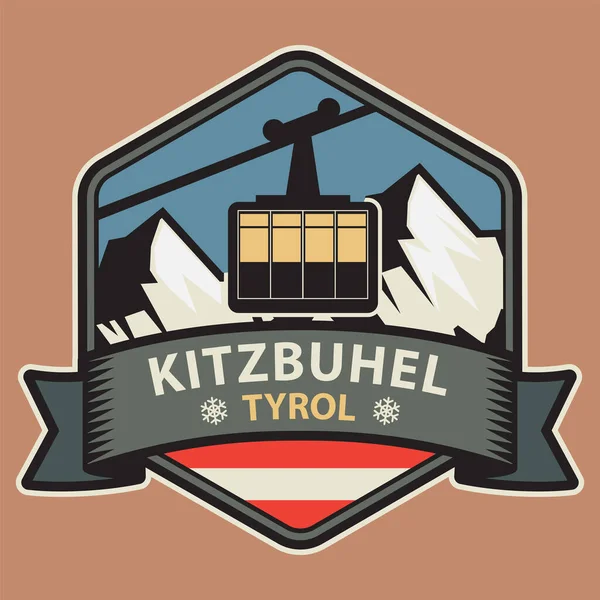 Kitzbuhel是一个中世纪城镇 位于奥地利蒂罗尔Kitzbuhel阿尔卑斯山畔的Kitzbuheler Ache河畔 矢量说明 — 图库矢量图片