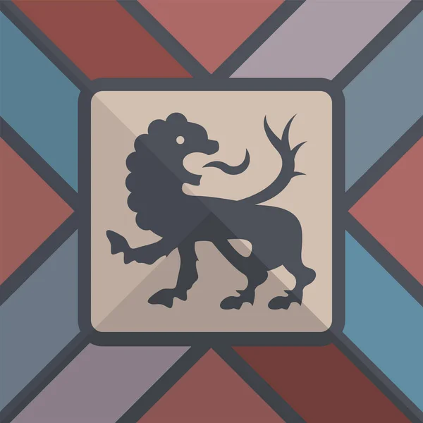 Hand Drawn Heraldic Lion Heraldry Logo Design Element Vector Illustration — Stock Vector