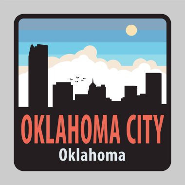 Oklahoma City, Oklahoma, ABD, vektör illüstrasyonu ile etiketle veya imzala