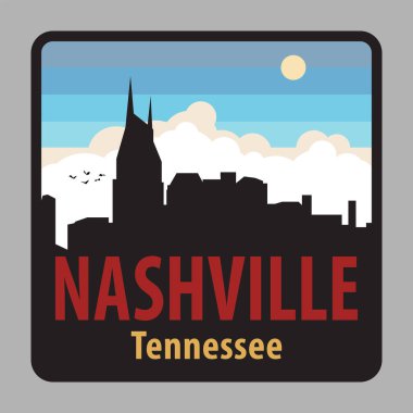 Nashville, Tennessee, ABD vektör illüstrasyonu ile etiketle veya imzala