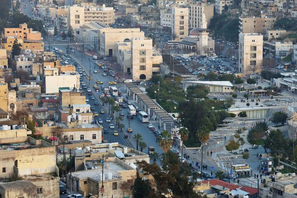 Amman Giordania Febbraio 2020 Vista Sulla Strada Zona Residenziale Tramonto — Foto Stock