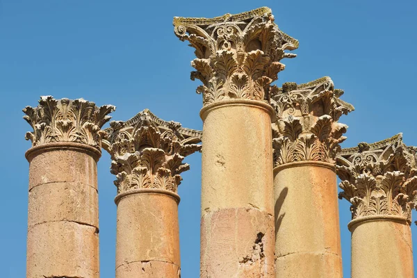 Columnas Arruinada Ciudad Grecorromana Gerasa Jerash Jordania — Foto de Stock