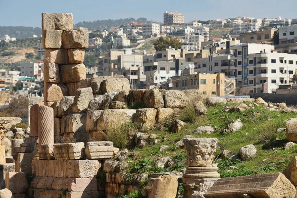 Jerash Jordanië Februari 2020 Uitzicht Ruïnes Woonwijken Van Stad Jarash — Stockfoto
