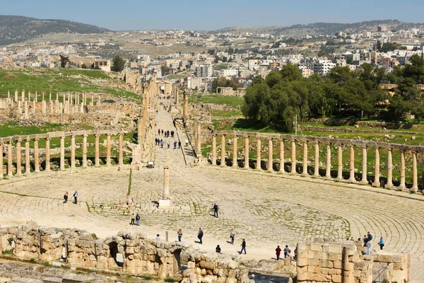 Jerash Februari 2020 Grieks Romeinse Stad Gerasa Moderne Jerash Achtergrond — Stockfoto