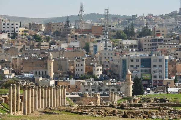 Jerash Jordanien Februari 2020 Utsikt Över Bostadsområdet Byggnader Staden Jarash — Stockfoto