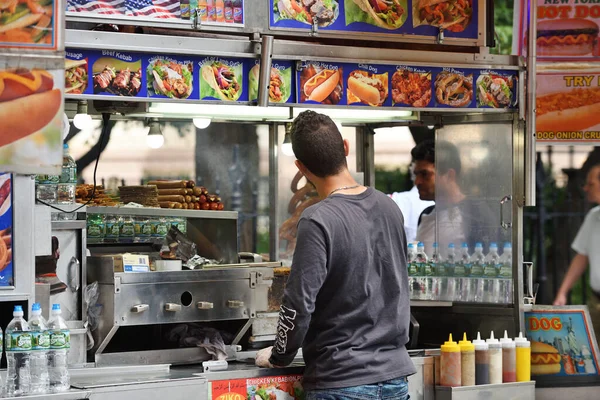 New York City Srpna Street Food Cart Manhattan August 2017 — Stock fotografie