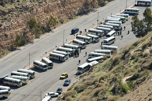 Karak Jordânia Fevereiro 2020 Vista Para Estação Rodoviária Cidade Karak — Fotografia de Stock