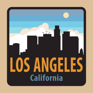 Los Angeles, California, ABD, vektör illüstrasyonu ile etiketle veya imzala