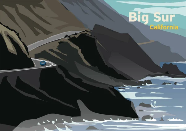 Big Sur California Estados Unidos Ilustración Vectorial — Archivo Imágenes Vectoriales