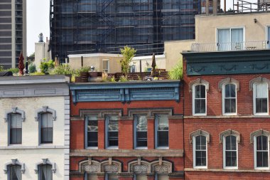 New York City - 27 Ağustos - 27 Ağustos 2017 'de New York City, New York' ta Manhattan 'ın mimari detayları. Manhattan, New York 'un en yoğun nüfuslu ilçesidir..
