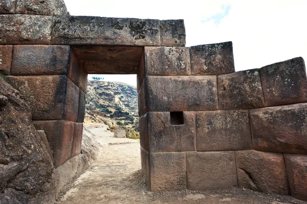 Porte Inca Dans Secteur Urbain Pisac Pisac Est Village Péruvien — Photo