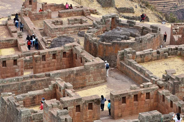 Pisac Perú Septiembre 2016 Personas Identificadas Caminando Estructuras Incas Sector — Foto de Stock